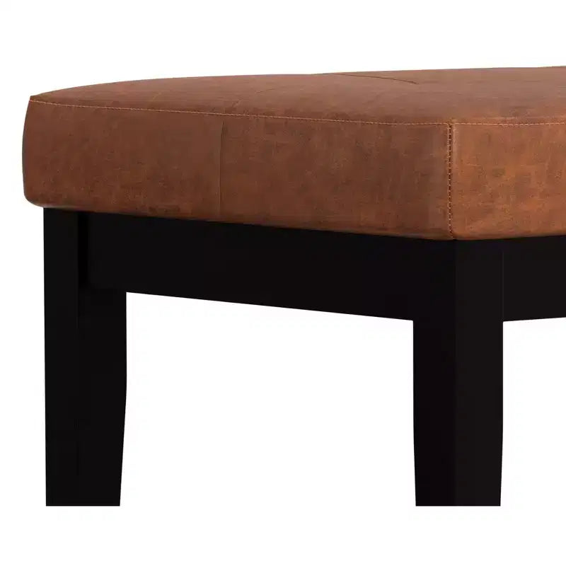 Banc ottoman rectangulaire contemporain Abbey de 66 cm de large en similicuir végétalien marron vieilli