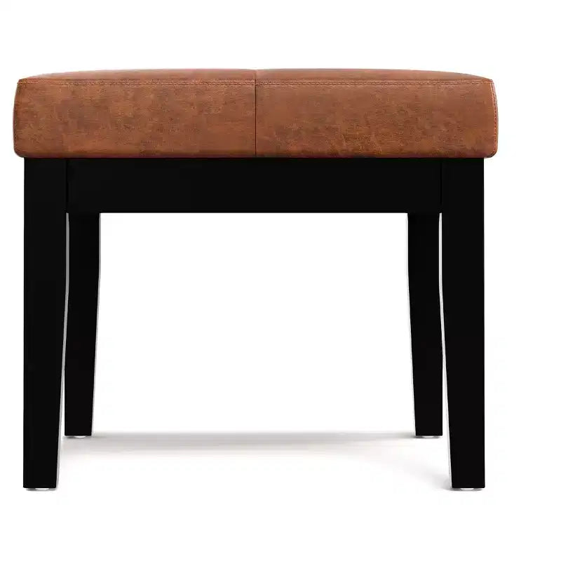 Banc ottoman rectangulaire contemporain Abbey de 66 cm de large en similicuir végétalien marron vieilli