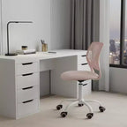 Chaise de bureau pivotante à roulettes, réglable en hauteur, HomeRoots, rose pâle et blanche