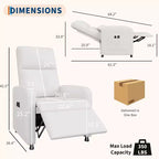 Fauteuil inclinable, Fauteuil Inclinable Ergonomique Rembourré en Cuir PU pour Salon, Dossier Haut, Siège Rembourré, 2 Poches Latérales