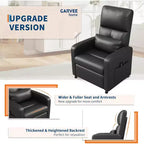 Fauteuil inclinable, Fauteuil Inclinable Ergonomique Rembourré en Cuir PU pour Salon, Dossier Haut, Siège Rembourré, 2 Poches Latérales