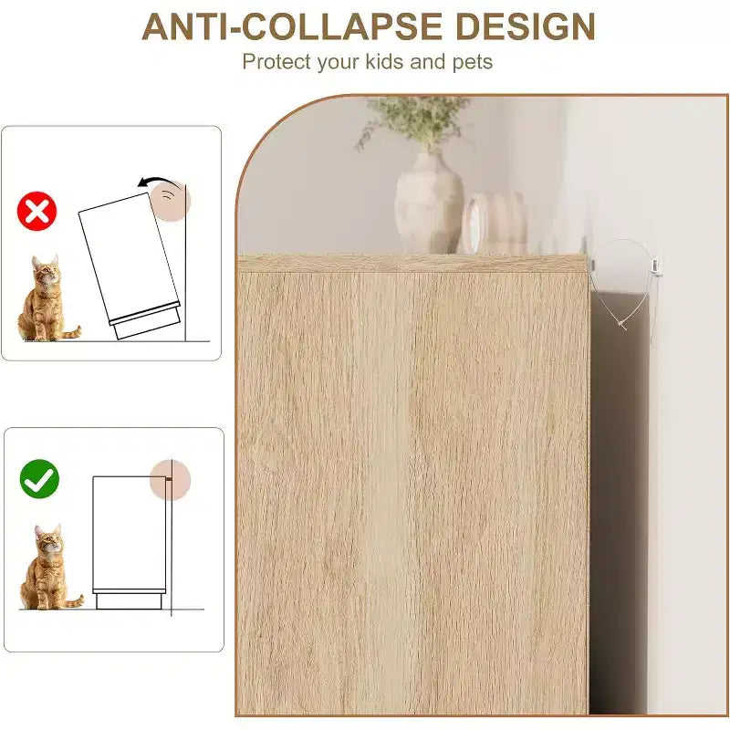 Commode 5 tiroirs en rotin pour chambre à coucher, Corps de meuble et pieds intégrés, Commode en bois pour couloirs, entrées et placards, Montage facile