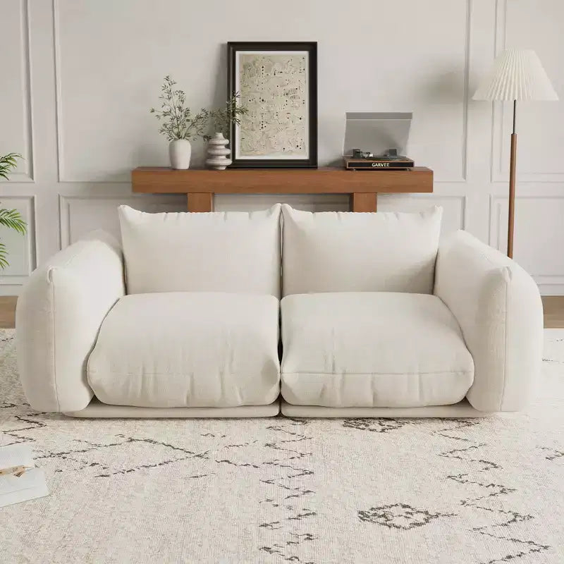 Canapé deux places sans structure - Aucun assemblage requis, canapé en chenille moelleuse de 75,2 po avec siège profond de 23,2 po pour petits espaces (Vert)