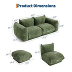 Canapé deux places sans structure - Aucun assemblage requis, canapé en chenille moelleuse de 75,2 po avec siège profond de 23,2 po pour petits espaces (Vert)