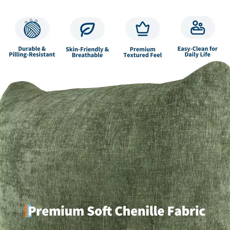 Canapé deux places sans structure - Aucun assemblage requis, canapé en chenille moelleuse de 75,2 po avec siège profond de 23,2 po pour petits espaces (Vert)