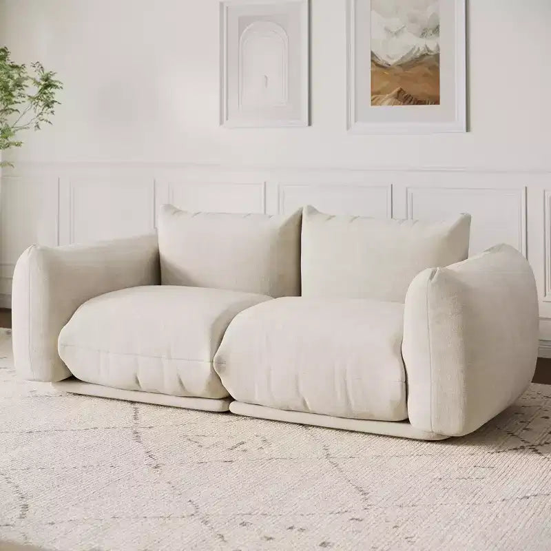 Canapé deux places sans structure - Aucun assemblage requis, canapé en chenille moelleuse de 75,2 po avec siège profond de 23,2 po pour petits espaces (Vert)