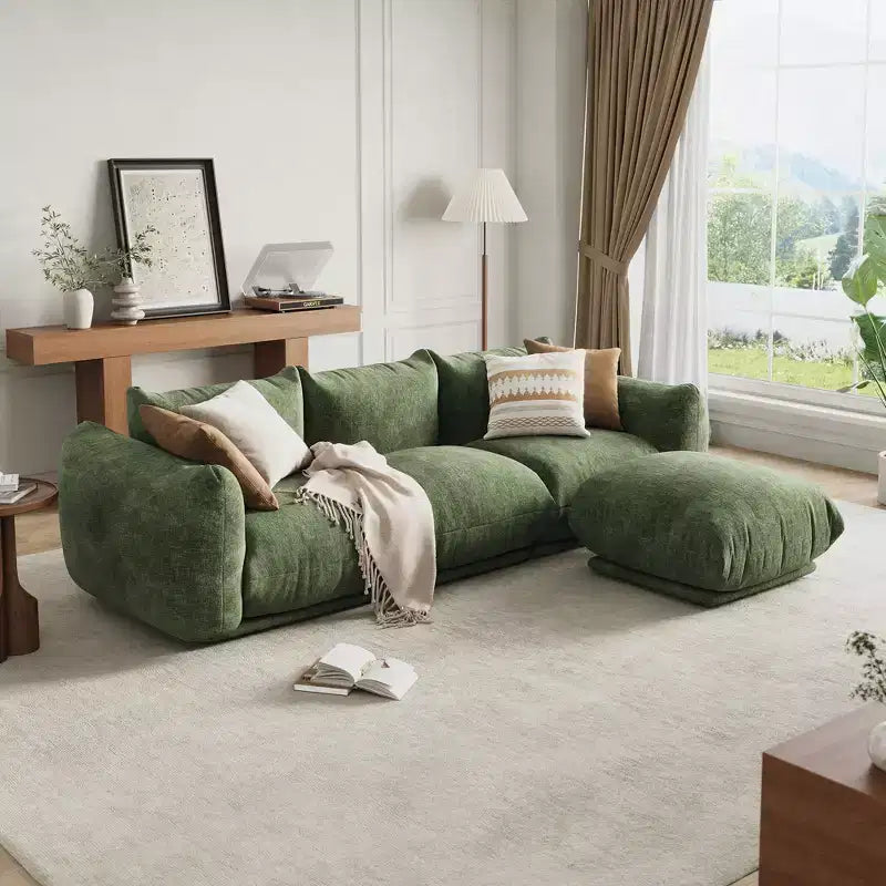 Canapé deux places sans structure - Aucun assemblage requis, canapé en chenille moelleuse de 75,2 po avec siège profond de 23,2 po pour petits espaces (Vert)