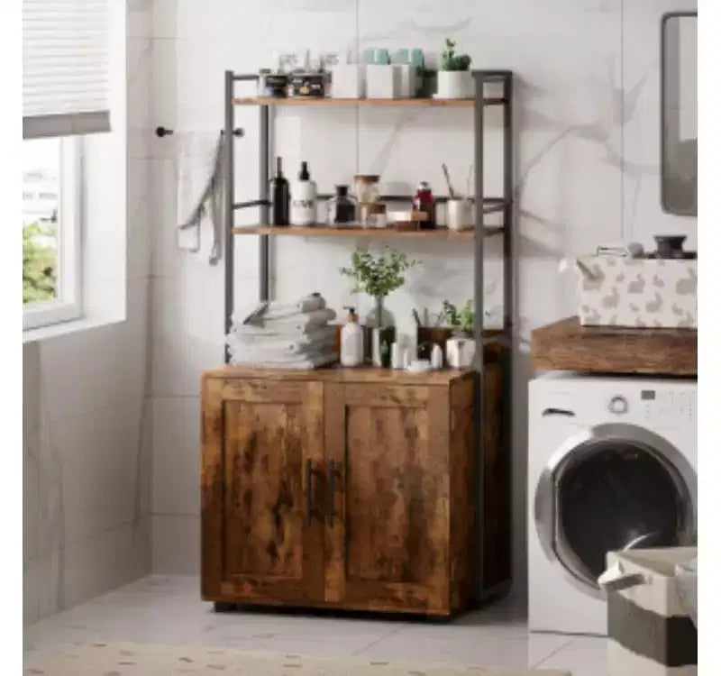 Meuble cache-litière à 2 niveaux, MDF, PB et fer,