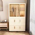 Portable Wardrobe, Plastic Closet Organizer with Hanging Rod and Magnetic Doors, Portable Collapsible Wardrobe Closet Storage Organizer
