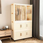Armoire portable, organiseur de placard en plastique avec tringle et portes magnétiques, armoire de rangement portable et pliable