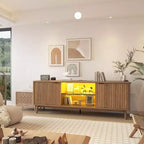 Meuble TV 65'', Meuble de divertissement avec rangement et étagère réglable, Console TV pour salon, Meuble média moderne