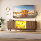 Meuble TV 65'', Meuble de divertissement avec rangement et étagère réglable, Console TV pour salon, Meuble média moderne