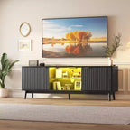 Meuble TV 65'', Meuble de divertissement avec rangement et étagère réglable, Console TV pour salon, Meuble média moderne
