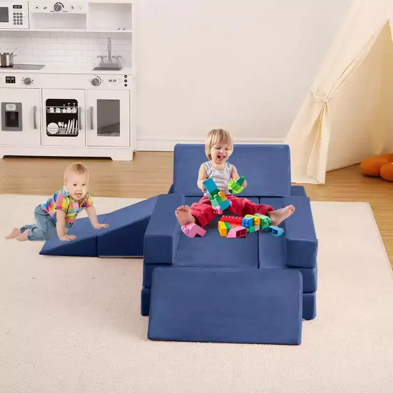 Canapé modulaire Acekool 12 pièces pour enfants, canapé de jeu créatif, bleu marine, canapé convertible pour tout-petits pour chambre à coucher ou salle de jeux