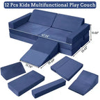 Canapé modulaire Acekool 12 pièces pour enfants, canapé de jeu créatif, bleu marine, canapé convertible pour tout-petits pour chambre à coucher ou salle de jeux