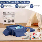 Canapé modulaire Acekool 12 pièces pour enfants, canapé de jeu créatif, bleu marine, canapé convertible pour tout-petits pour chambre à coucher ou salle de jeux