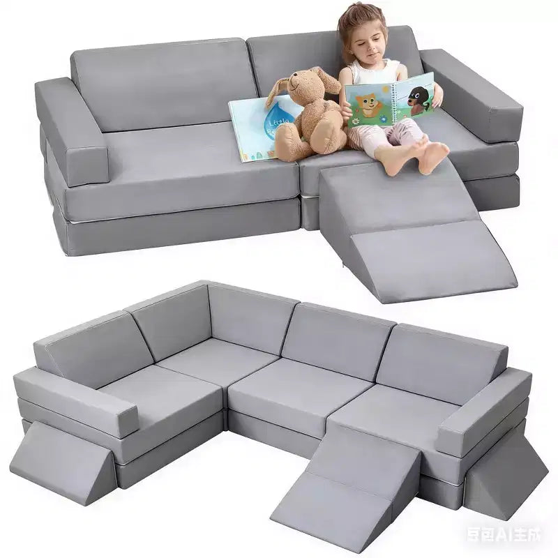 Canapé modulaire Acekool 12 pièces pour enfants, canapé de jeu créatif, bleu marine, canapé convertible pour tout-petits pour chambre à coucher ou salle de jeux