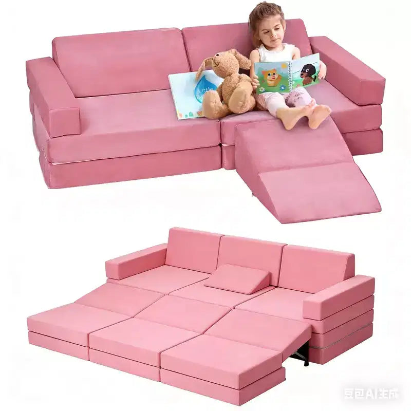 Canapé modulaire Acekool 12 pièces pour enfants, canapé de jeu créatif, bleu marine, canapé convertible pour tout-petits pour chambre à coucher ou salle de jeux