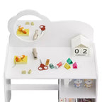 JVNOXK Ensemble Coiffeuse Enfant avec Meuble de Rangement (Miroir et Chaise Inclus) Bureau d'Activités pour Garçons et Filles Idéal pour Salles de Jeux et Chambres à Coucher - Blanc