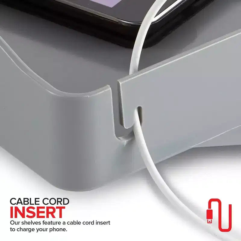Étagère de chevet Modern Innovations avec porte-gobelet et passe-câble (Gris foncé)