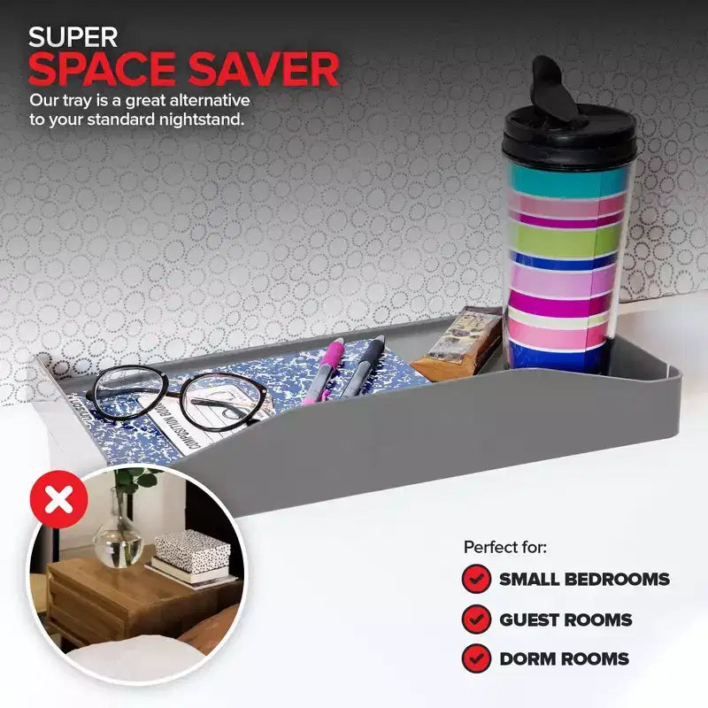 Étagère de chevet Modern Innovations avec porte-gobelet et passe-câble (Gris foncé)