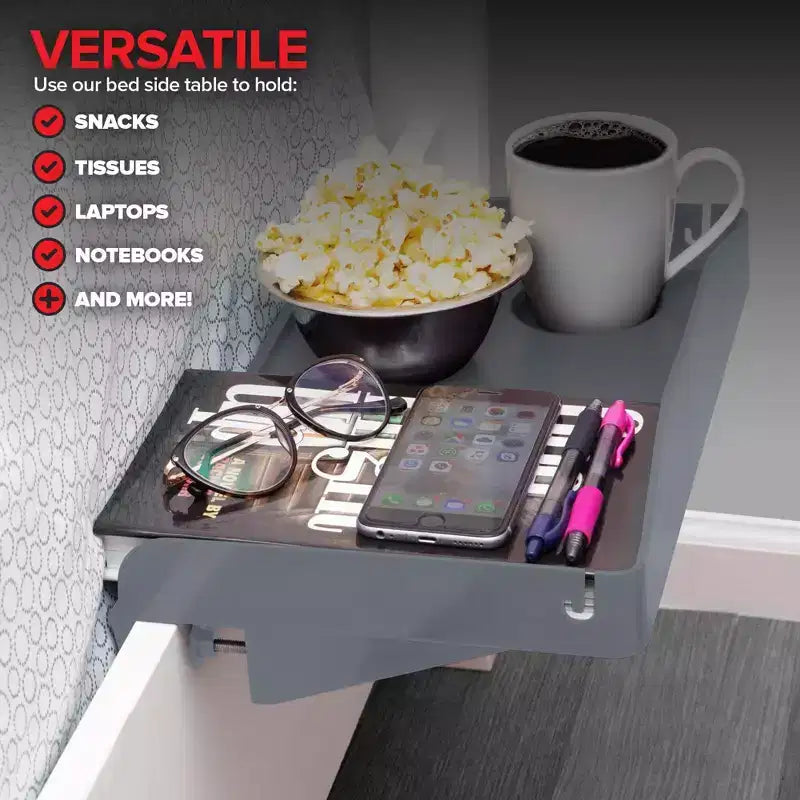 Étagère de chevet Modern Innovations avec porte-gobelet et passe-câble (Gris foncé)
