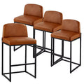 VEVOR Bar Stool Set of 4, 27 inch Counter Height Stools, Modern PU Leather Counter Barstool with Backrest, Metal Legs, Easy Assembly, Brown