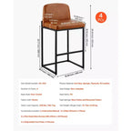 VEVOR Lot de 4 tabourets de bar, tabourets de comptoir de 68,6 cm de hauteur, tabourets de bar de comptoir modernes en cuir PU avec dossier, pieds en métal, montage facile, marron