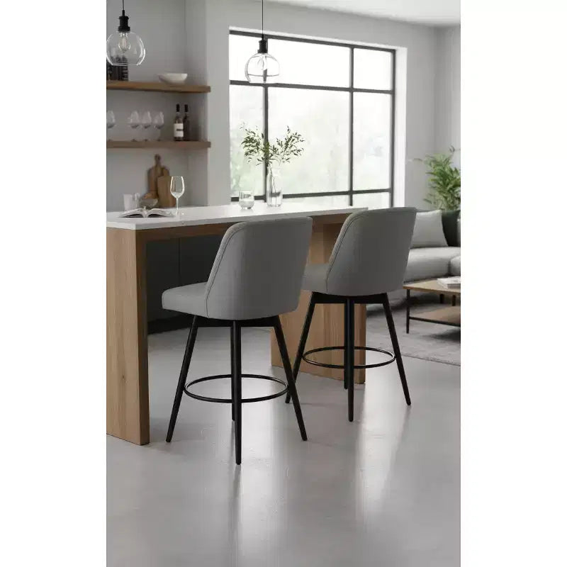 Lot de 2 tabourets de bar en lin - Tabourets de bar en tissu de lin