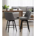 Linen Bar Stools Set of 2 - Linen Fabric Bar Stools