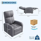 Fauteuil inclinable en cuir PU, inclinable paresseux ergonomique réglable, canapé simple amélioré avec poche latérale, dossier haut et siège rembourré pour le salon