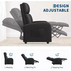 Fauteuil inclinable en cuir PU, inclinable paresseux ergonomique réglable, canapé simple amélioré avec poche latérale, dossier haut et siège rembourré pour le salon