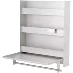 COZONY Aluminium Work Station Storage Cabinet, Flip Up Work Tray w/ Paper Towel Rack, Trailer Cabinet Organizer for Enclosed Race Trailer Shop Storage