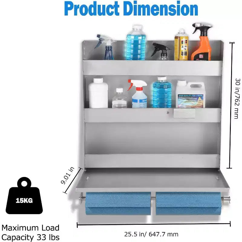Armoire de rangement en aluminium pour poste de travail COZONY, avec plateau de travail rabattable et porte-serviettes en papier, organisateur d'armoire pour remorque fermée d'atelier de course
