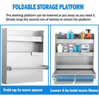Armoire de rangement en aluminium pour poste de travail COZONY, avec plateau de travail rabattable et porte-serviettes en papier, organisateur d'armoire pour remorque fermée d'atelier de course