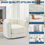 Fauteuil de salon moderne Soft Swivel, fauteuil accent pivotant à 360 degrés, dossier rayé, rembourrage doux, rembourré et lisse pour le salon