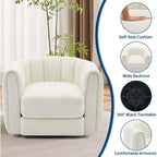 Fauteuil de salon moderne Soft Swivel, fauteuil accent pivotant à 360 degrés, dossier rayé, rembourrage doux, rembourré et lisse pour le salon