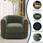 Fauteuil de salon moderne Soft Swivel, fauteuil accent pivotant à 360 degrés, dossier rayé, rembourrage doux, rembourré et lisse pour le salon