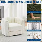 Fauteuil de salon moderne Soft Swivel, fauteuil accent pivotant à 360 degrés, dossier rayé, rembourrage doux, rembourré et lisse pour le salon
