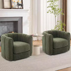 Fauteuil de salon moderne Soft Swivel, fauteuil accent pivotant à 360 degrés, dossier rayé, rembourrage doux, rembourré et lisse pour le salon