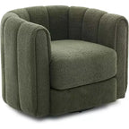 Modern Soft Swivel Lounge Chair,360 Degree Rotating Barrel Accent Armchair,Striped Backrest,Soft Padding,Upholstered Stuffed Smooth for Living Room