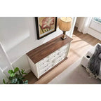Commode en bois, Table de chevet rustique avec base en bois et moulure surélevée, pour chambre, salon, couloir, placard, bureau à domicile