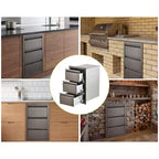 Bloc de tiroirs triple en acier inoxydable COZONY, encastré 14W pour îlot de cuisine extérieur et patio
