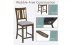 Lot de 4 chaises de salle à manger, chaises de cuisine en bois avec assise rembourrée et dossier à lattes, tabourets de bar rembourrés de style ferme, lot de 4