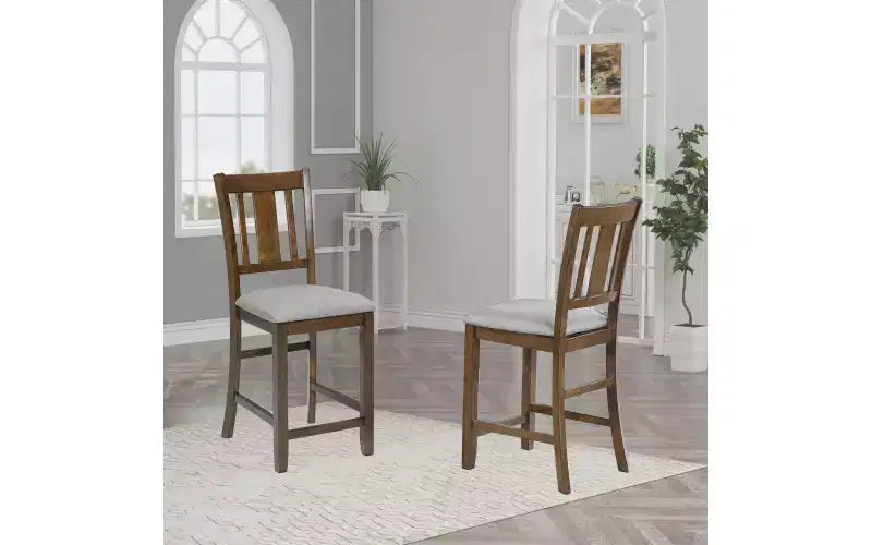 Lot de 4 chaises de salle à manger, chaises de cuisine en bois avec assise rembourrée et dossier à lattes, tabourets de bar rembourrés de style ferme, lot de 4