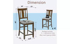 Lot de 4 chaises de salle à manger, chaises de cuisine en bois avec assise rembourrée et dossier à lattes, tabourets de bar rembourrés de style ferme, lot de 4