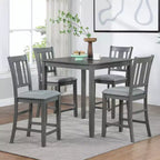Lot de 4 chaises de salle à manger, chaises de cuisine en bois avec assise rembourrée et dossier à lattes, tabourets de bar rembourrés de style ferme, lot de 4