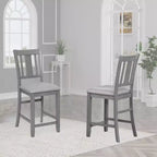 Lot de 4 chaises de salle à manger, chaises de cuisine en bois avec assise rembourrée et dossier à lattes, tabourets de bar rembourrés de style ferme, lot de 4