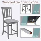 Lot de 4 chaises de salle à manger, chaises de cuisine en bois avec assise rembourrée et dossier à lattes, tabourets de bar rembourrés de style ferme, lot de 4