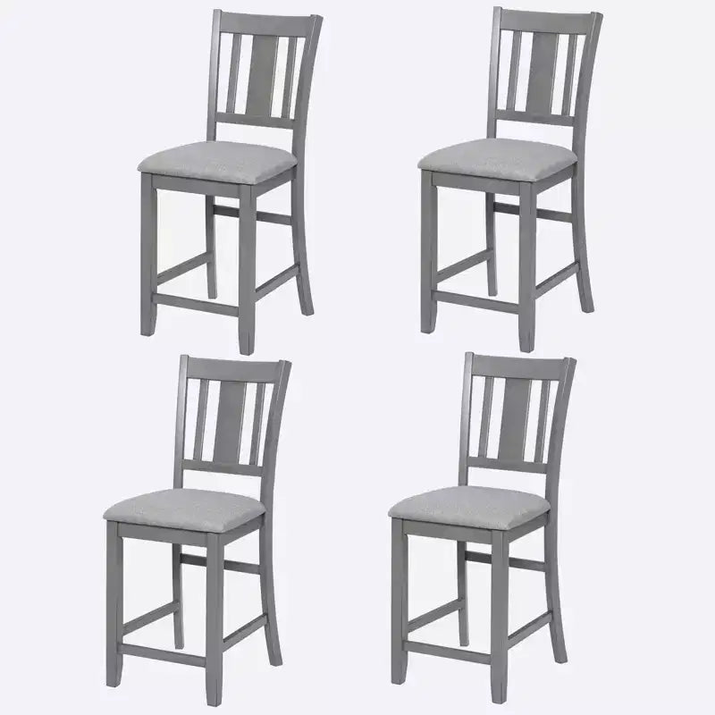 Dining Chairs Set of 4, Wooden Kitchen Dining Chair with Padded Seat and Slatted Backrest, 4 Piece Farmhouse Upholstered Barstool